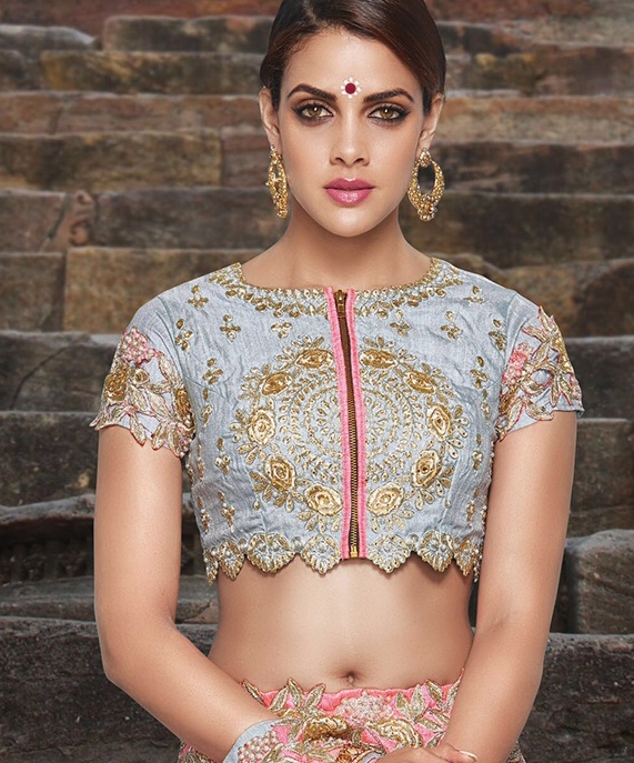 baby pink lehenga contrast blouse